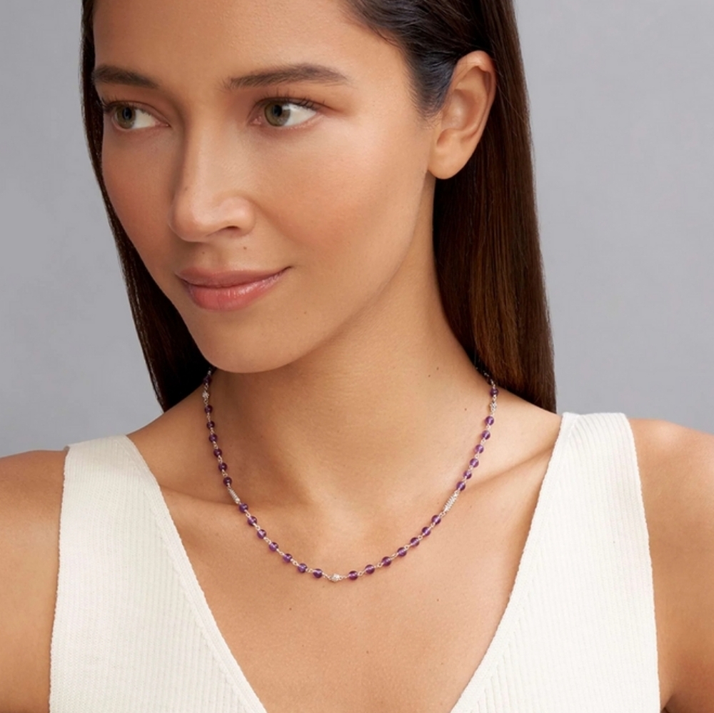 Lagos Caviar Icon Long Amethyst Beaded Necklace 💜
